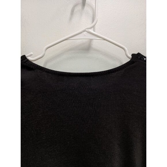 Quacker Factory Tunic Top Womens Size 3X Black Sequined 3/4 Sleeve Holiday Glam - Picture 9 of 11